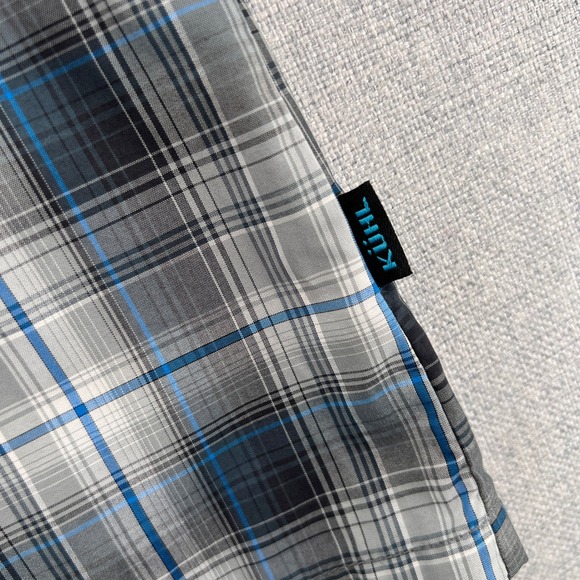 KUHL Response Button Shirt Men XL Gray Blue Plaid Short Sleeve Outdoor Hike GORP - Picture 9 of 12